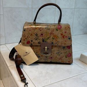 Patricia Nash Chauny Printed Leather Top Handle Satchel with Crossbody Strap